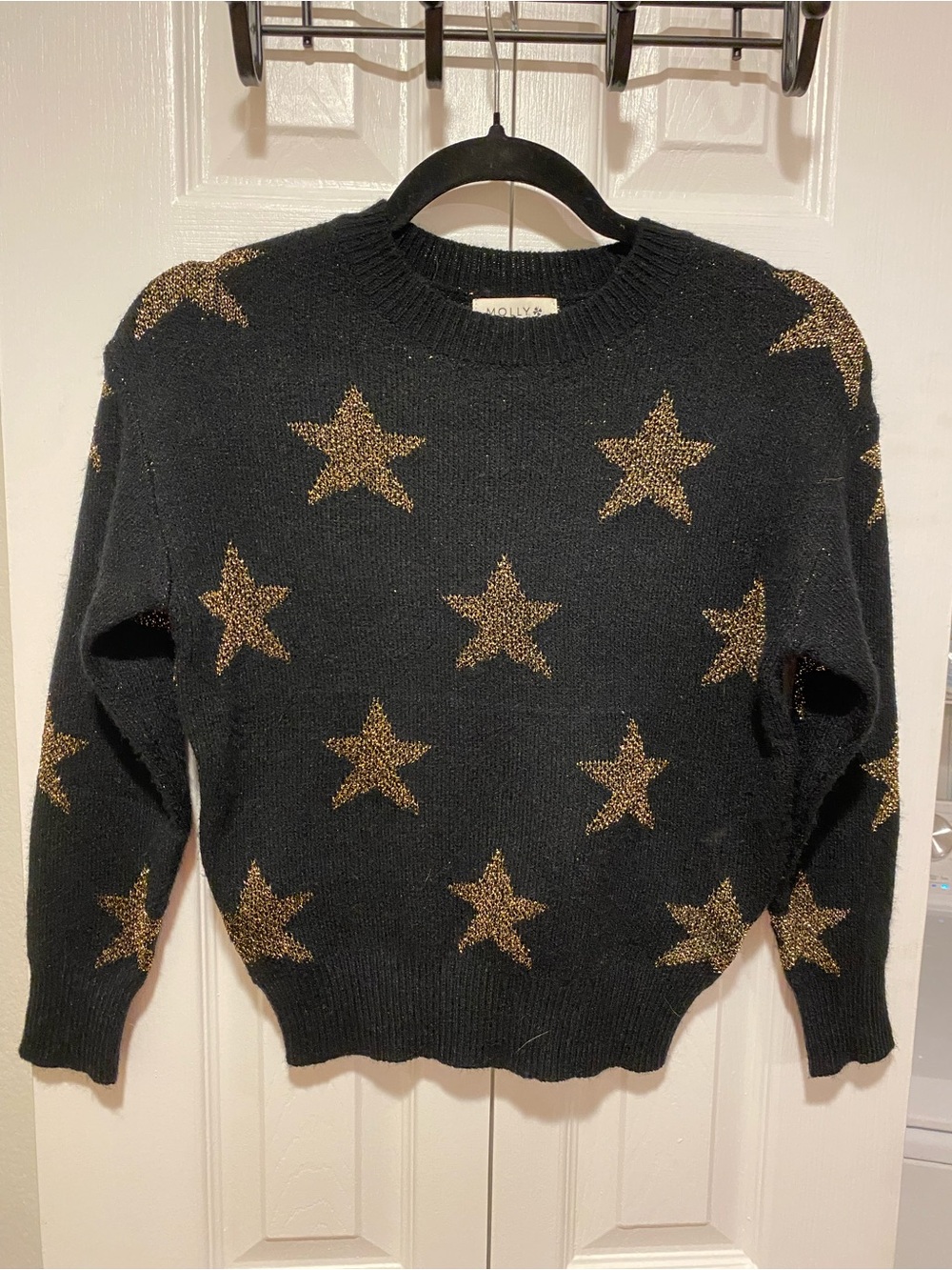 Molly Bracken Black Sweater with Gold Star Motif Girls 10